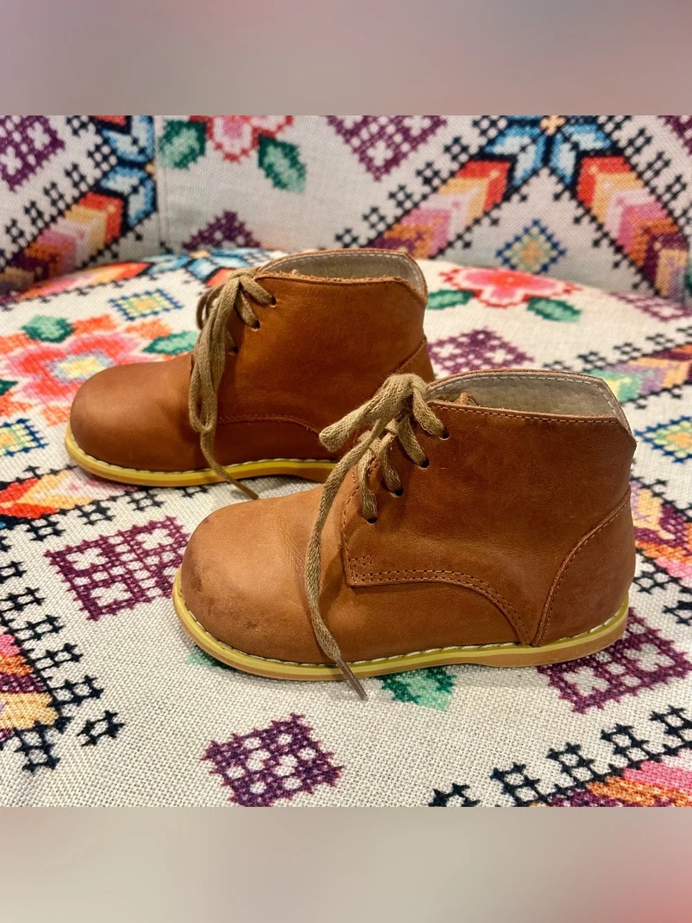 Leather Vintage Look Shrimp & Grits Kids Brown Boots | Size 7 but Fits Like 6